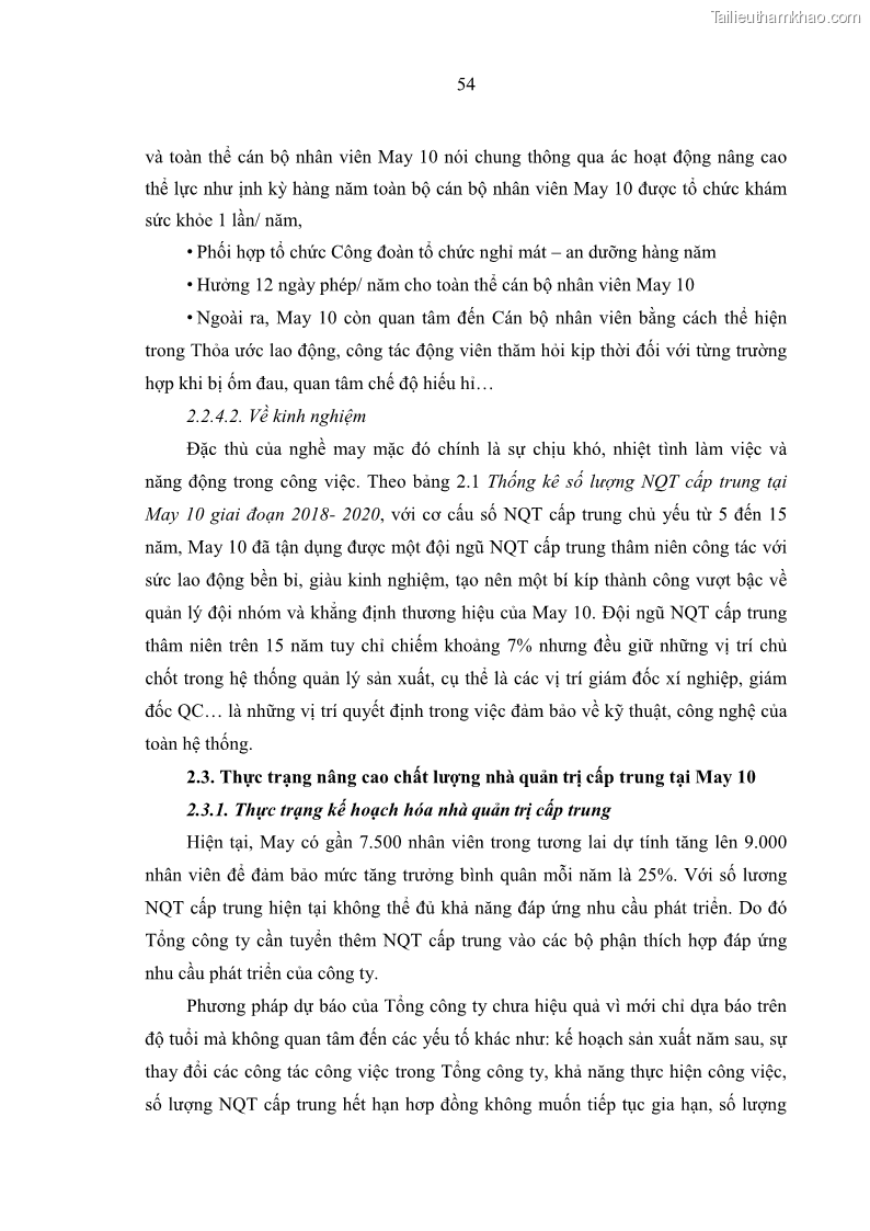 Luận văn thạc sĩ kinh tế Nâng cao chất lượng Nhà quản trị cấp trung tại Tổng công ty May 10 - 6 Trang 64