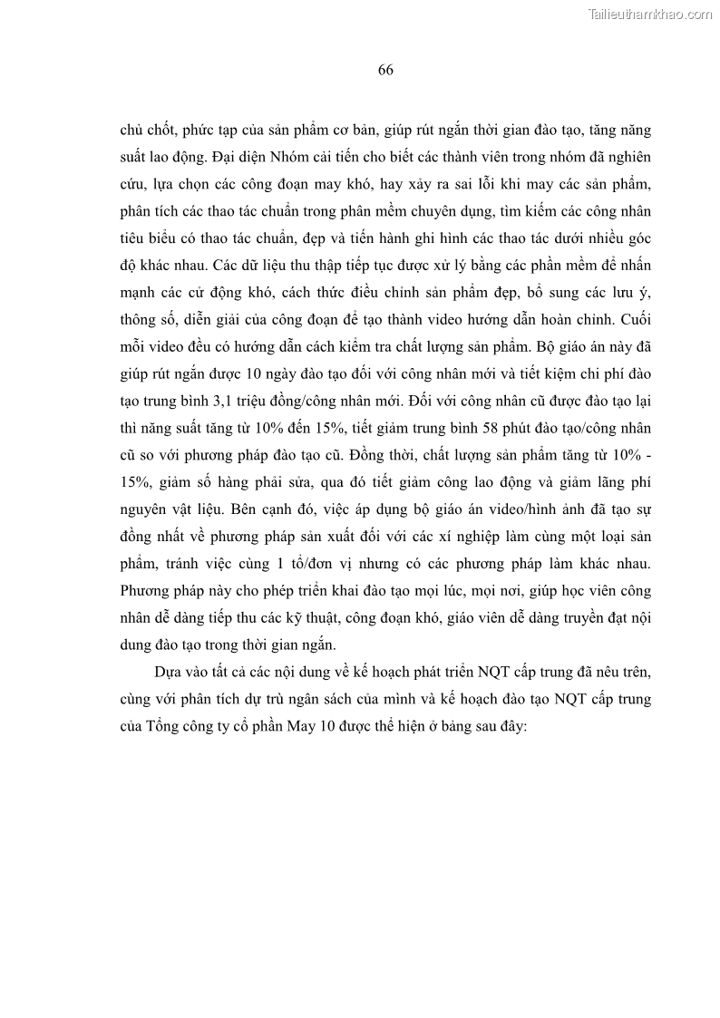 Luận văn thạc sĩ kinh tế Nâng cao chất lượng Nhà quản trị cấp trung tại Tổng công ty May 10 - 7 Trang 76