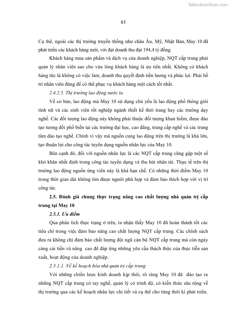 Luận văn thạc sĩ kinh tế Nâng cao chất lượng Nhà quản trị cấp trung tại Tổng công ty May 10 - 8 Trang 95
