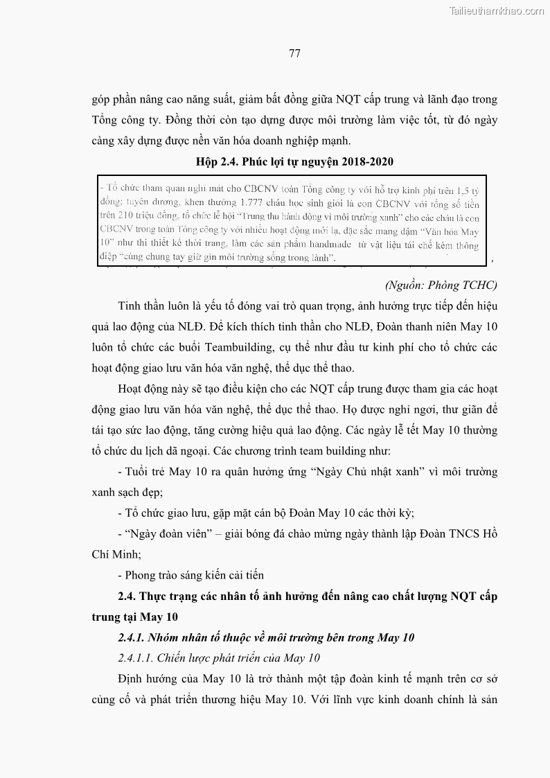 Luận văn thạc sĩ kinh tế Nâng cao chất lượng Nhà quản trị cấp trung tại Tổng công ty May 10 - 8 Trang 87