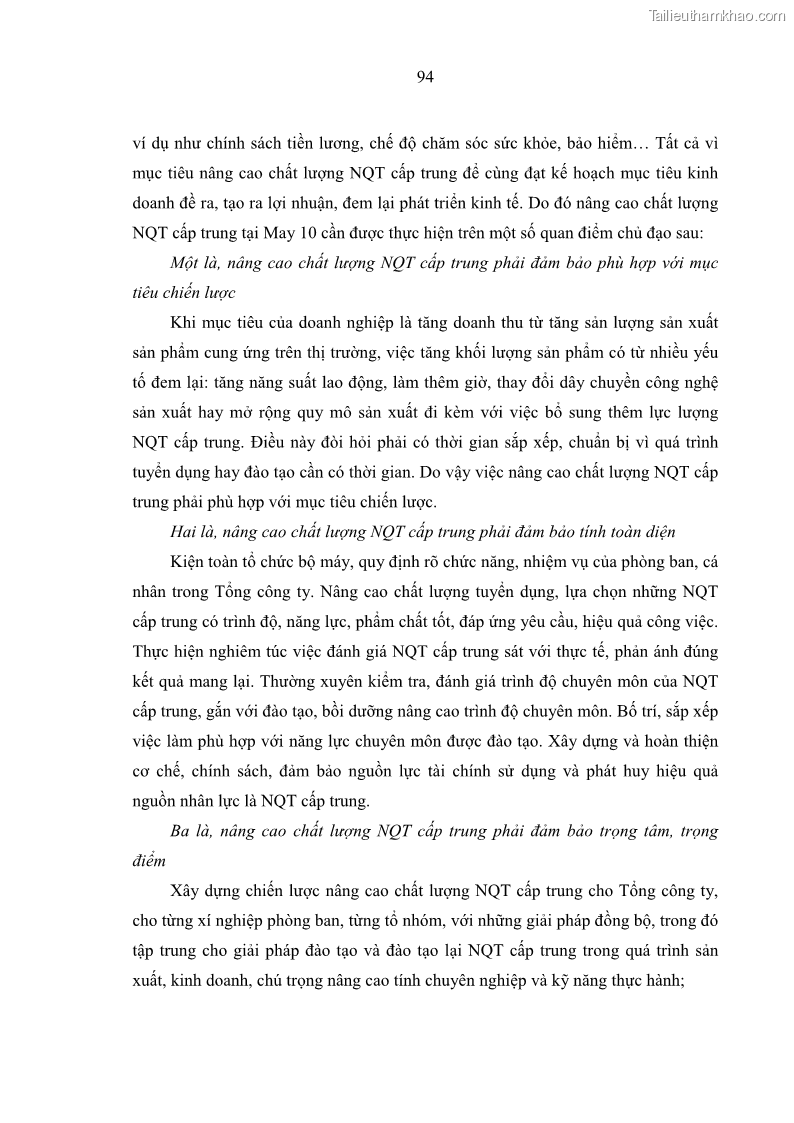 Luận văn thạc sĩ kinh tế Nâng cao chất lượng Nhà quản trị cấp trung tại Tổng công ty May 10 - 9 Trang 104