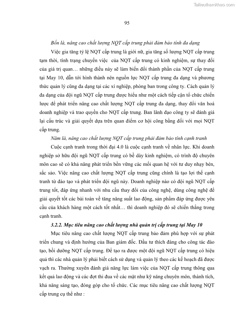 Luận văn thạc sĩ kinh tế Nâng cao chất lượng Nhà quản trị cấp trung tại Tổng công ty May 10 - 9 Trang 105