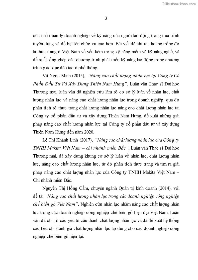 Luận văn thạc sĩ kinh tế Nâng cao chất lượng nhân lực tại Công ty Cổ phần Xây dựng số 1 Hà Nội - 1 Trang 11