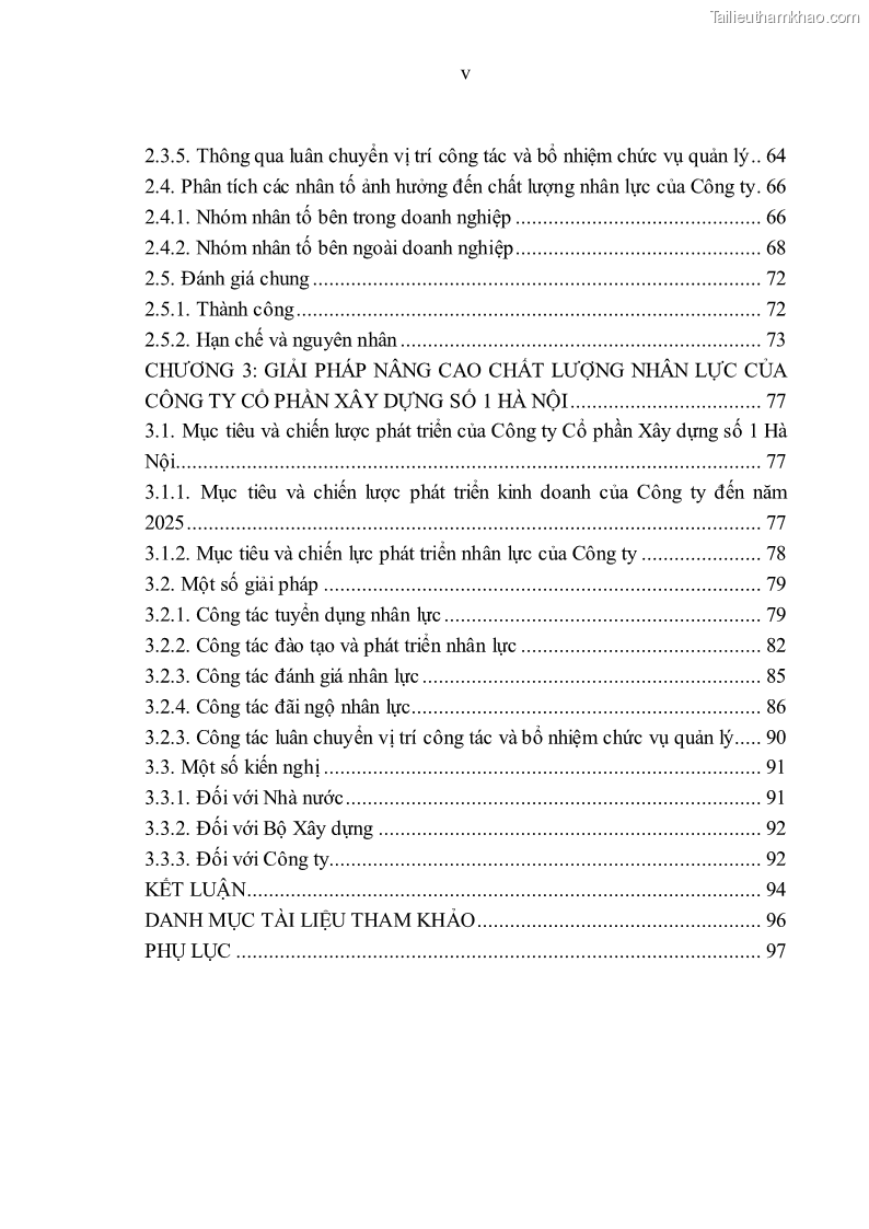 Luận văn thạc sĩ kinh tế Nâng cao chất lượng nhân lực tại Công ty Cổ phần Xây dựng số 1 Hà Nội - 1 Trang 7