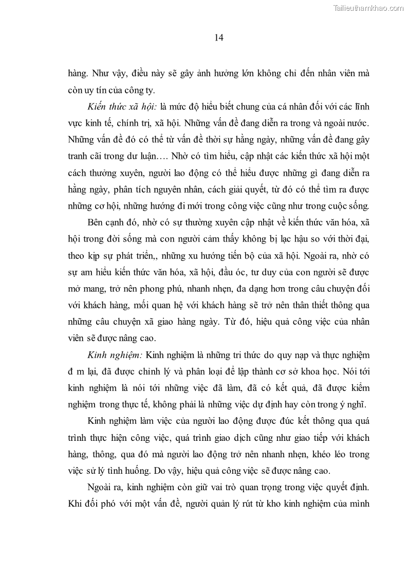 Luận văn thạc sĩ kinh tế Nâng cao chất lượng nhân lực tại Công ty Cổ phần Xây dựng số 1 Hà Nội - 2 Trang 22