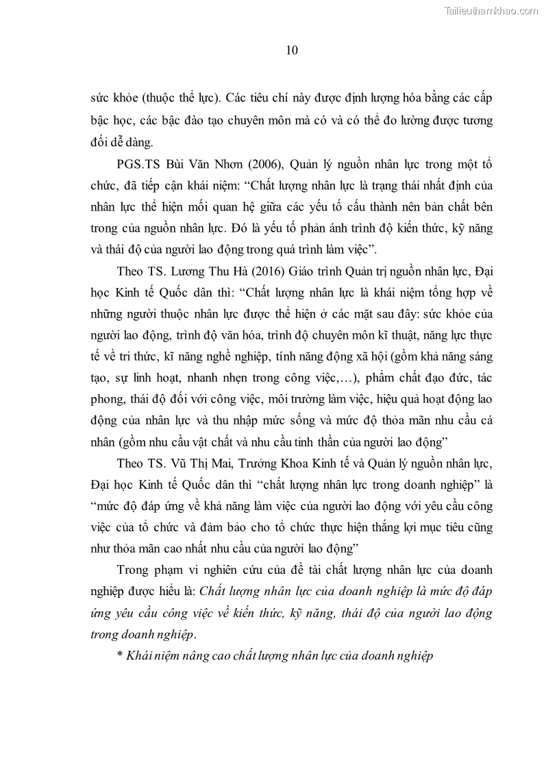Luận văn thạc sĩ kinh tế Nâng cao chất lượng nhân lực tại Công ty Cổ phần Xây dựng số 1 Hà Nội - 2 Trang 18