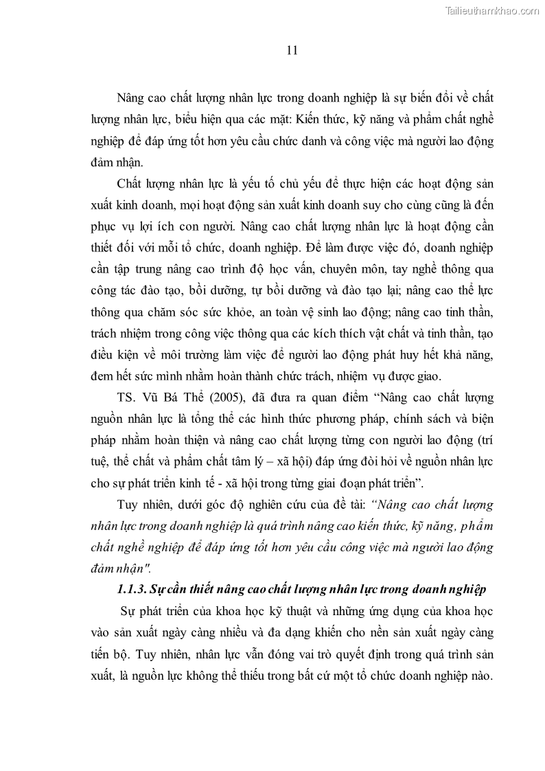 Luận văn thạc sĩ kinh tế Nâng cao chất lượng nhân lực tại Công ty Cổ phần Xây dựng số 1 Hà Nội - 2 Trang 19