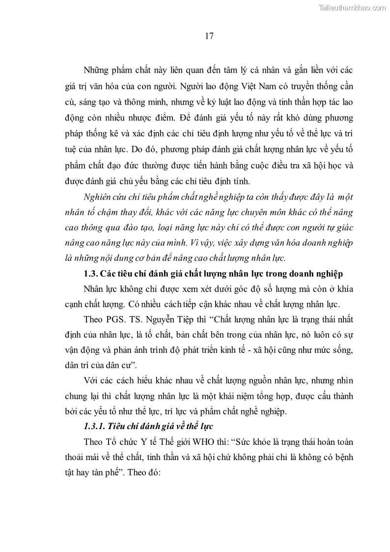 Luận văn thạc sĩ kinh tế Nâng cao chất lượng nhân lực tại Công ty Cổ phần Xây dựng số 1 Hà Nội - 3 Trang 25