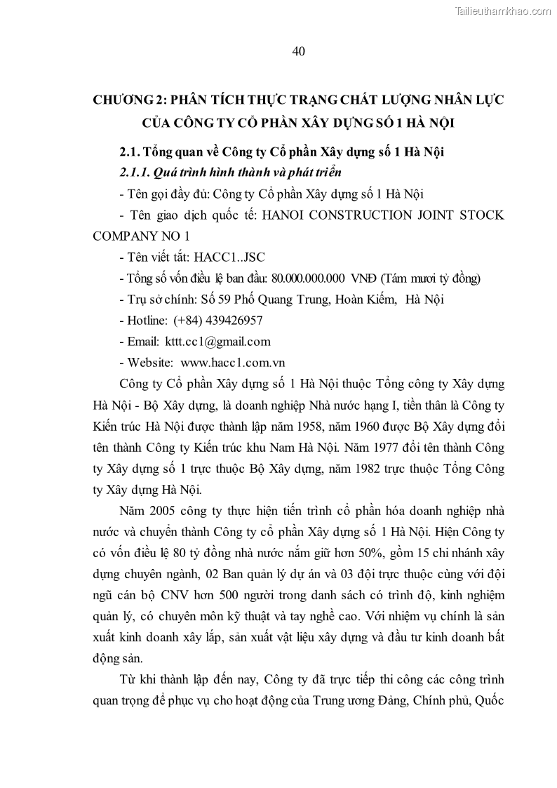 Luận văn thạc sĩ kinh tế Nâng cao chất lượng nhân lực tại Công ty Cổ phần Xây dựng số 1 Hà Nội - 4 Trang 48
