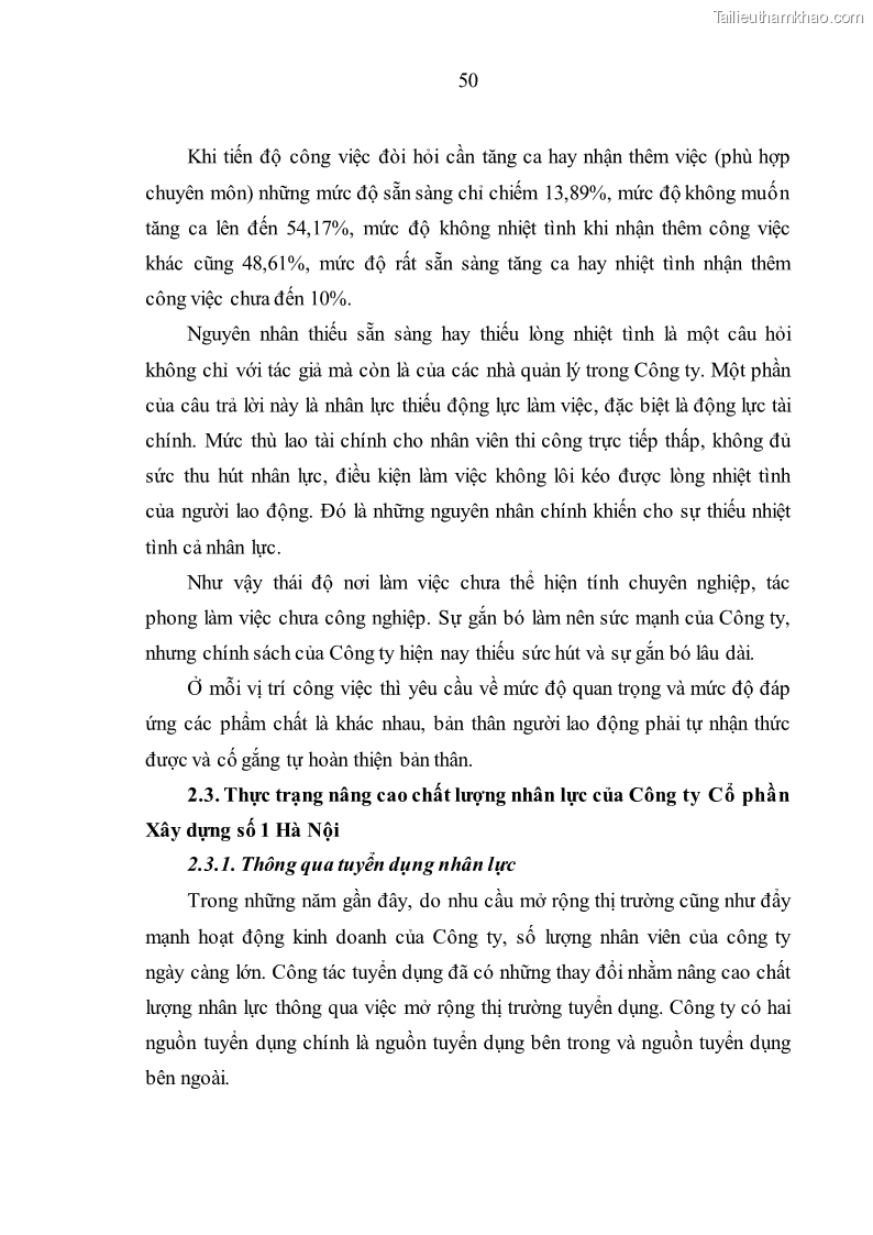 Luận văn thạc sĩ kinh tế Nâng cao chất lượng nhân lực tại Công ty Cổ phần Xây dựng số 1 Hà Nội - 5 Trang 58
