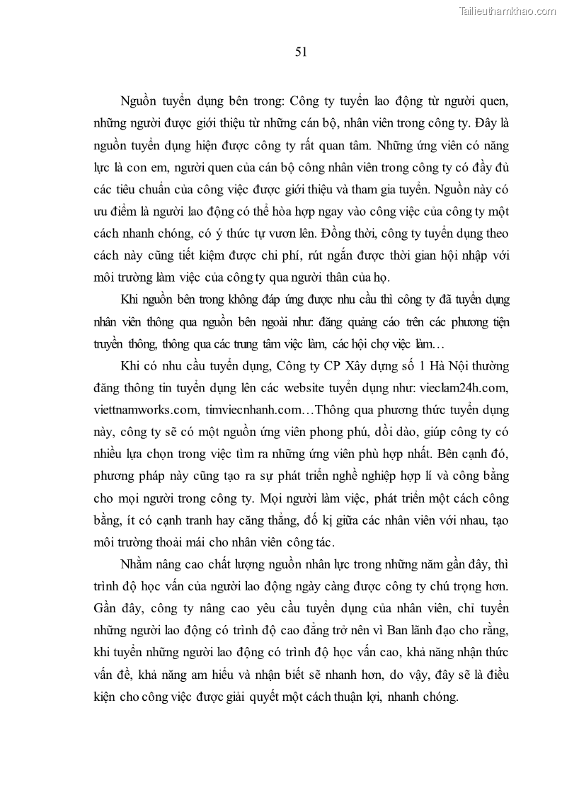 Luận văn thạc sĩ kinh tế Nâng cao chất lượng nhân lực tại Công ty Cổ phần Xây dựng số 1 Hà Nội - 5 Trang 59