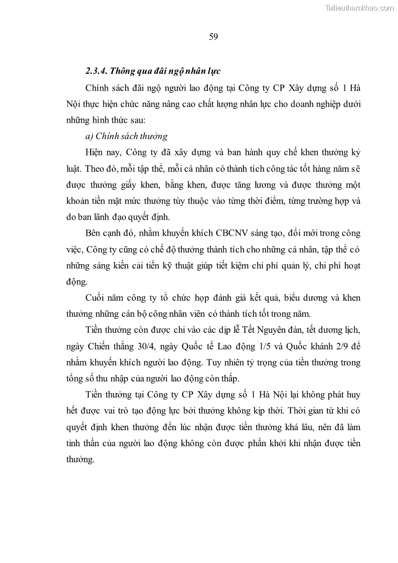 Luận văn thạc sĩ kinh tế Nâng cao chất lượng nhân lực tại Công ty Cổ phần Xây dựng số 1 Hà Nội - 6 Trang 67