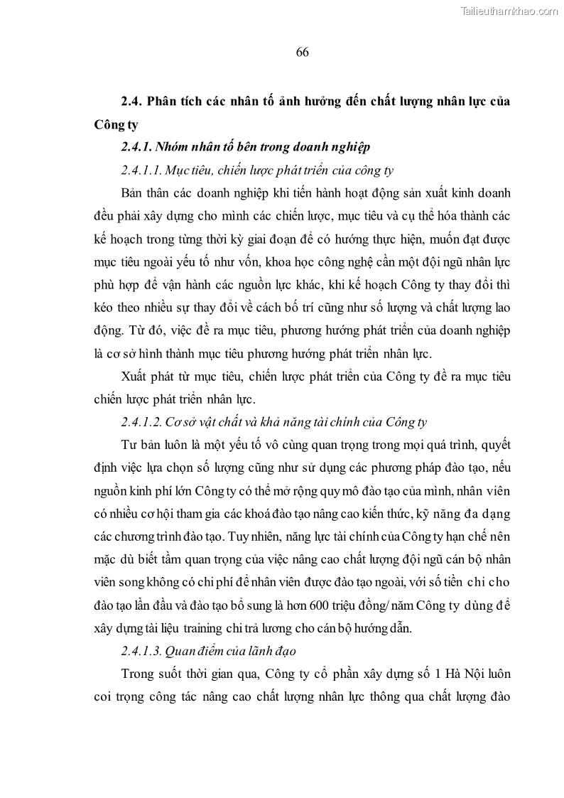 Luận văn thạc sĩ kinh tế Nâng cao chất lượng nhân lực tại Công ty Cổ phần Xây dựng số 1 Hà Nội - 7 Trang 74