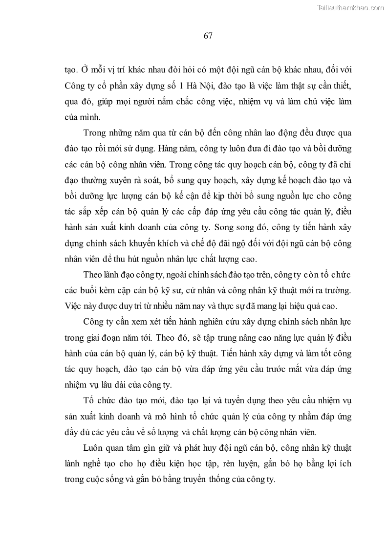 Luận văn thạc sĩ kinh tế Nâng cao chất lượng nhân lực tại Công ty Cổ phần Xây dựng số 1 Hà Nội - 7 Trang 75