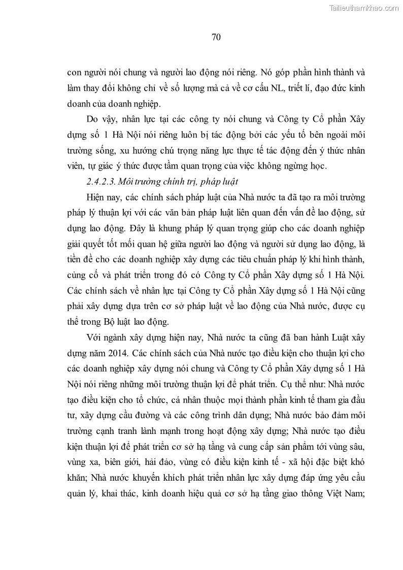 Luận văn thạc sĩ kinh tế Nâng cao chất lượng nhân lực tại Công ty Cổ phần Xây dựng số 1 Hà Nội - 7 Trang 78