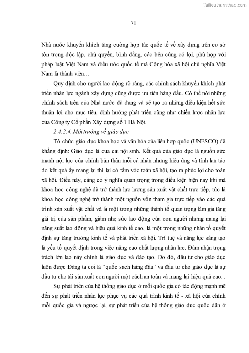 Luận văn thạc sĩ kinh tế Nâng cao chất lượng nhân lực tại Công ty Cổ phần Xây dựng số 1 Hà Nội - 7 Trang 79