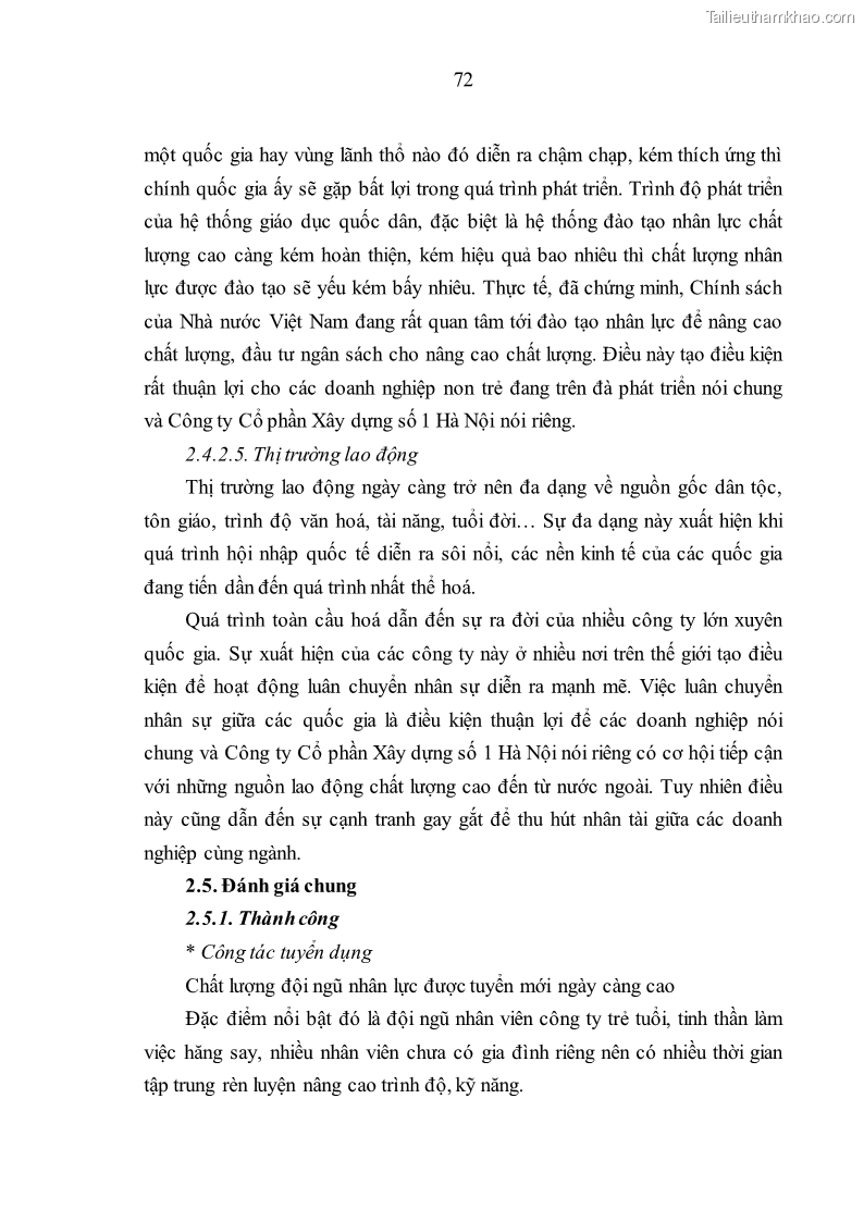 Luận văn thạc sĩ kinh tế Nâng cao chất lượng nhân lực tại Công ty Cổ phần Xây dựng số 1 Hà Nội - 7 Trang 80