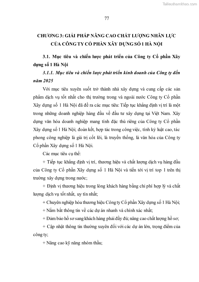 Luận văn thạc sĩ kinh tế Nâng cao chất lượng nhân lực tại Công ty Cổ phần Xây dựng số 1 Hà Nội - 8 Trang 85
