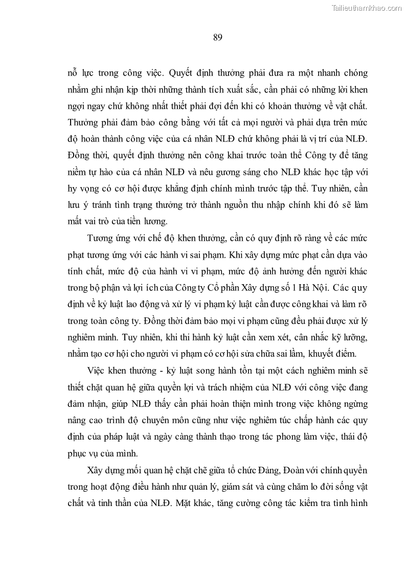 Luận văn thạc sĩ kinh tế Nâng cao chất lượng nhân lực tại Công ty Cổ phần Xây dựng số 1 Hà Nội - 9 Trang 97