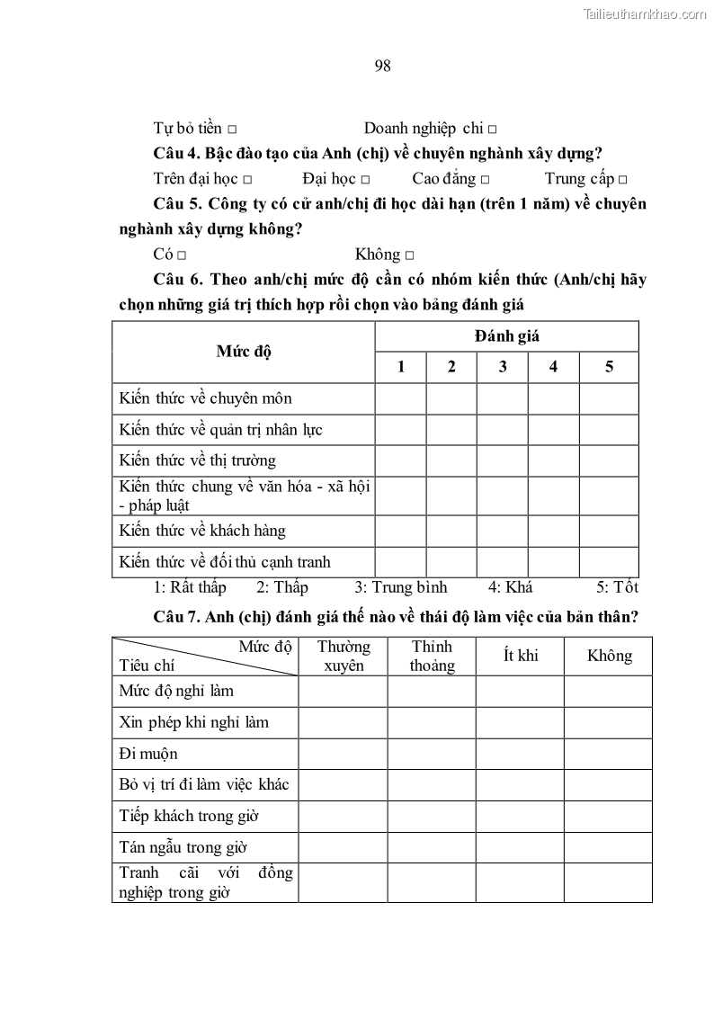 Luận văn thạc sĩ kinh tế Nâng cao chất lượng nhân lực tại Công ty Cổ phần Xây dựng số 1 Hà Nội - 9 Trang 106