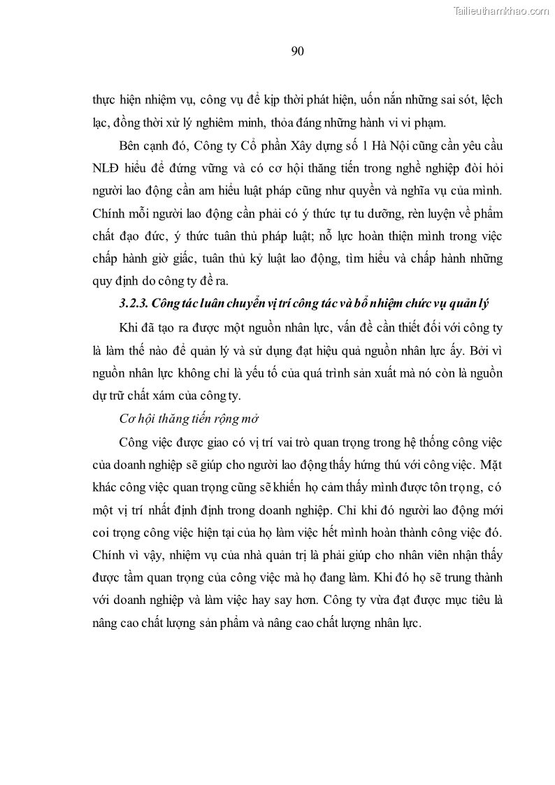Luận văn thạc sĩ kinh tế Nâng cao chất lượng nhân lực tại Công ty Cổ phần Xây dựng số 1 Hà Nội - 9 Trang 98
