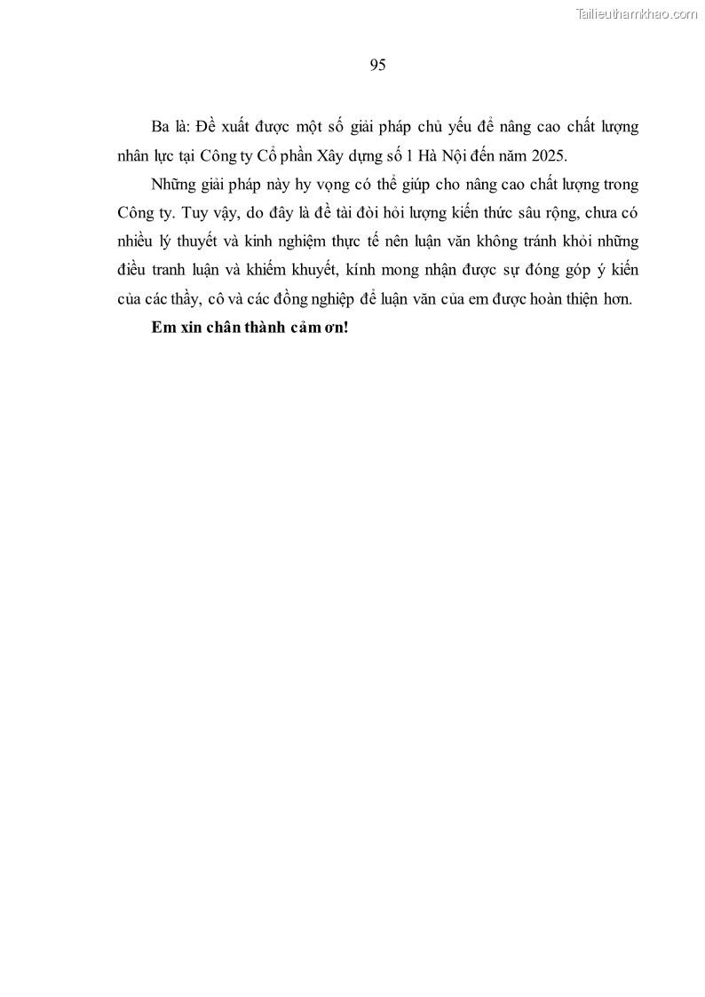 Luận văn thạc sĩ kinh tế Nâng cao chất lượng nhân lực tại Công ty Cổ phần Xây dựng số 1 Hà Nội - 9 Trang 103