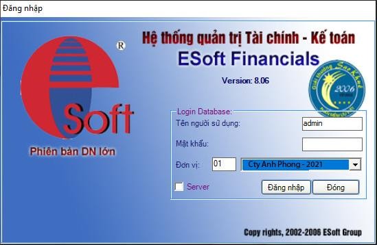 Hình ảnh giao diện phần mềm kế toán Esoft e Hệ thống sổ sách và báo cáo kế 1