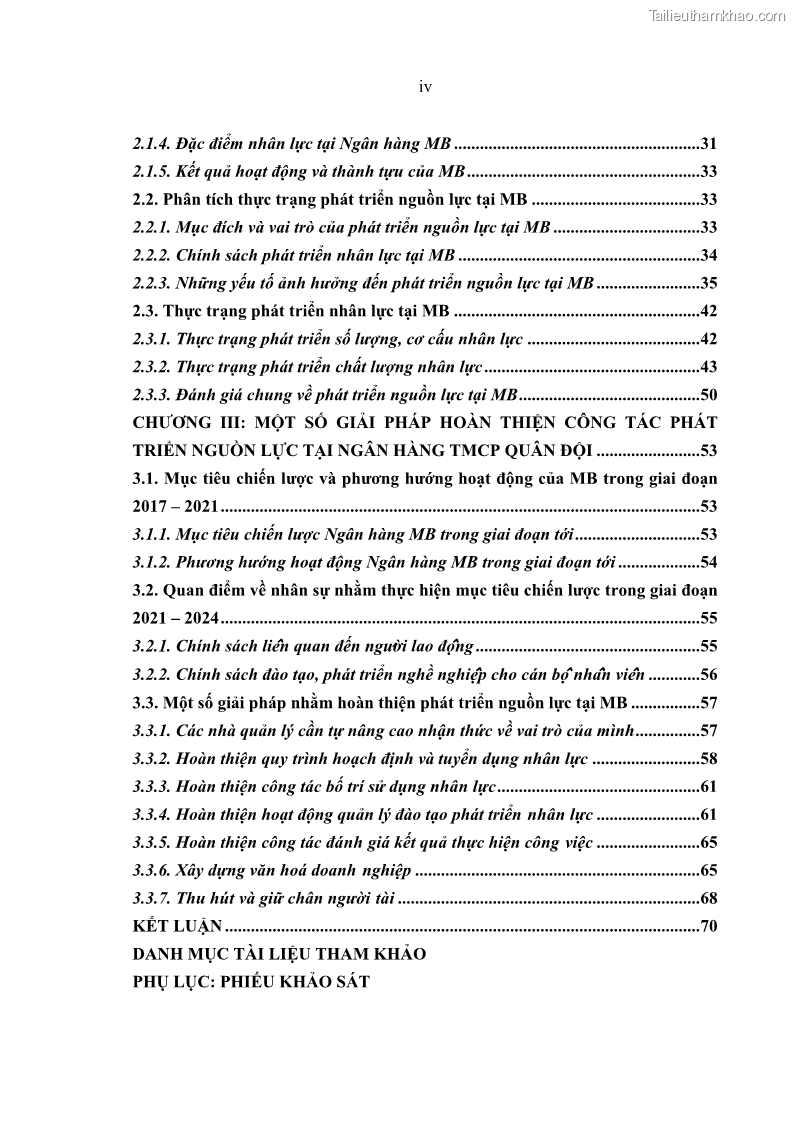 Luận văn thạc sĩ kinh tế Phát triển nhân lực tại Ngân hàng TMCP Quân đội MB - 1 Trang 6