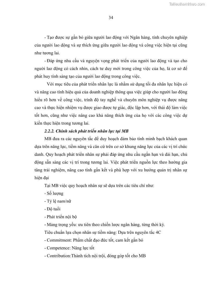 Luận văn thạc sĩ kinh tế Phát triển nhân lực tại Ngân hàng TMCP Quân đội MB - 4 Trang 42