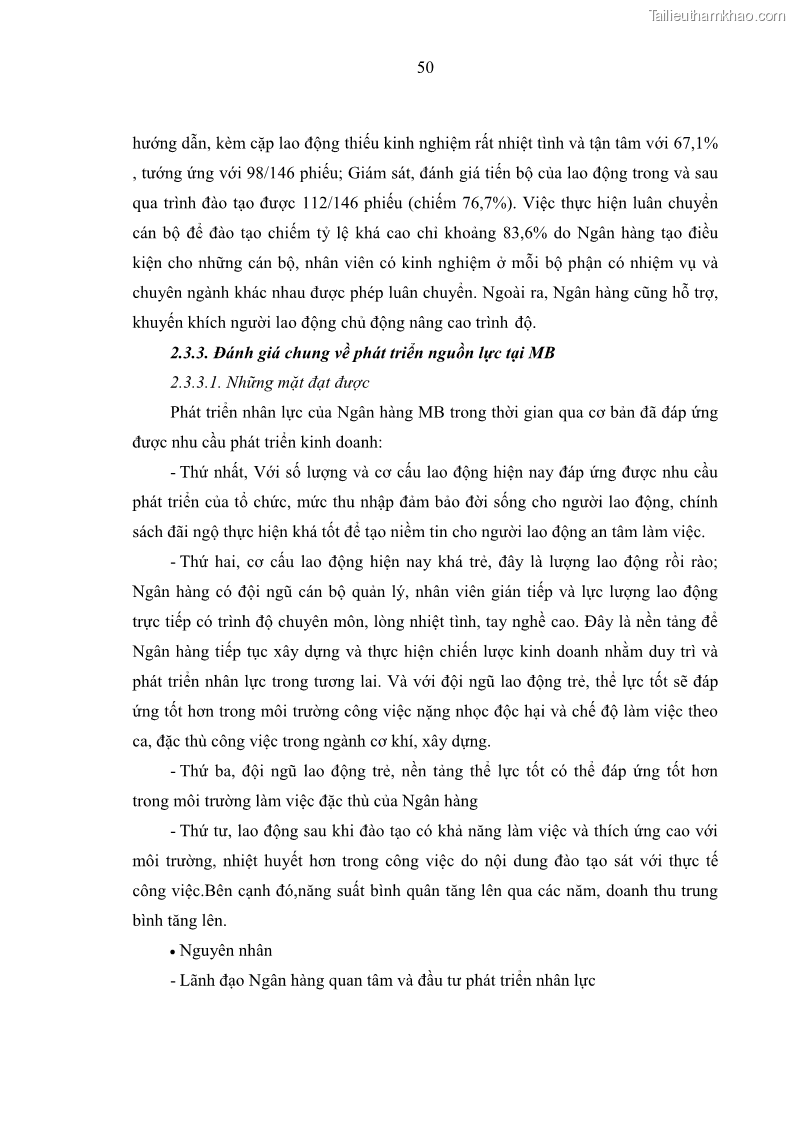 Luận văn thạc sĩ kinh tế Phát triển nhân lực tại Ngân hàng TMCP Quân đội MB - 5 Trang 58