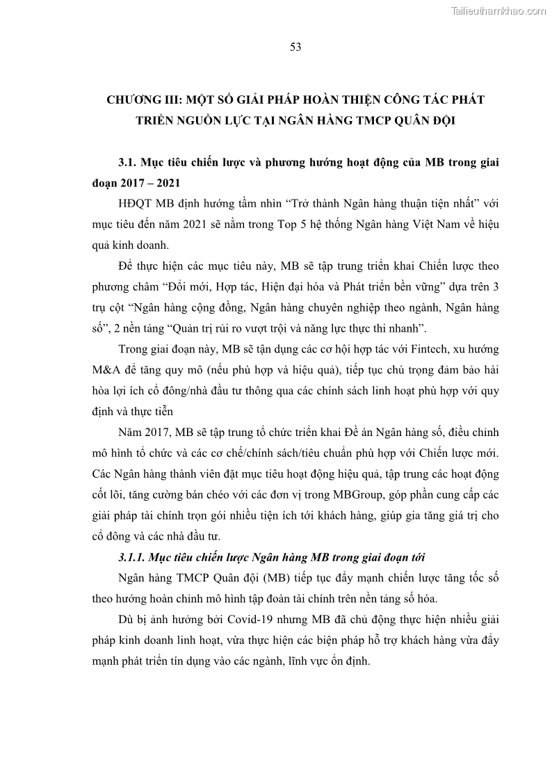 Luận văn thạc sĩ kinh tế Phát triển nhân lực tại Ngân hàng TMCP Quân đội MB - 6 Trang 61