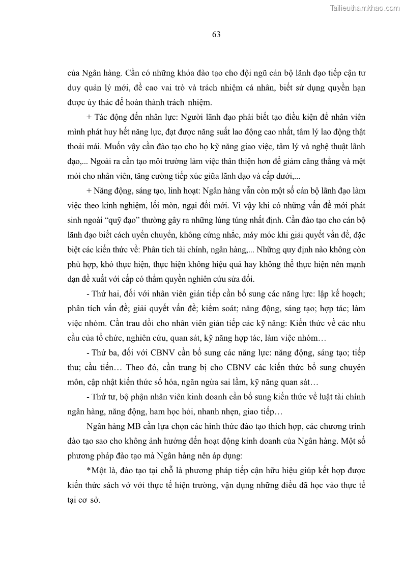 Luận văn thạc sĩ kinh tế Phát triển nhân lực tại Ngân hàng TMCP Quân đội MB - 6 Trang 71