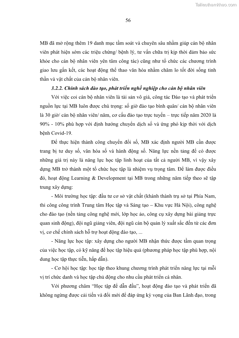 Luận văn thạc sĩ kinh tế Phát triển nhân lực tại Ngân hàng TMCP Quân đội MB - 6 Trang 64