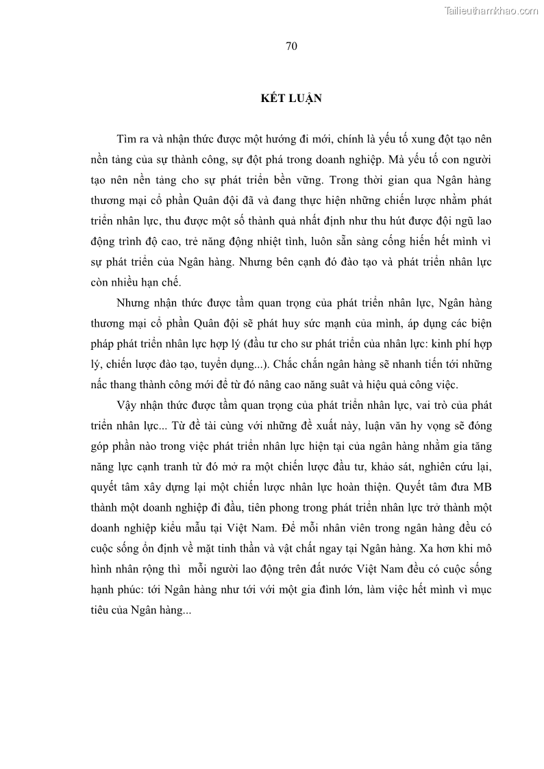 Luận văn thạc sĩ kinh tế Phát triển nhân lực tại Ngân hàng TMCP Quân đội MB - 7 Trang 78