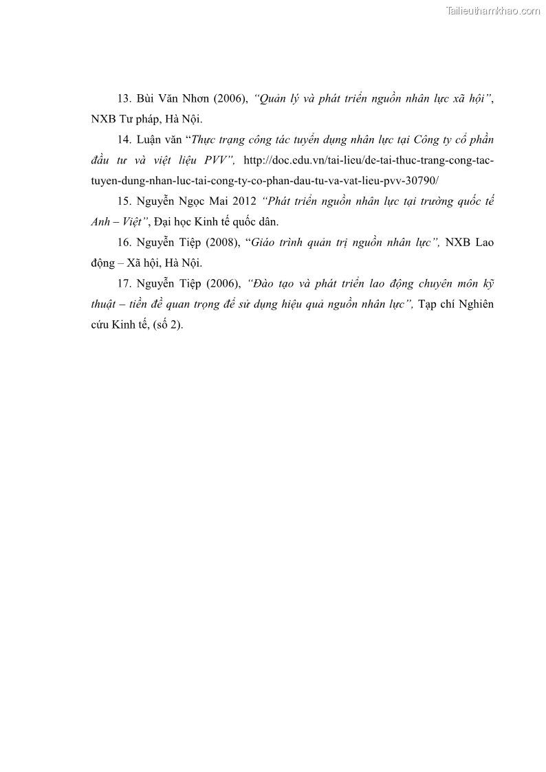 Luận văn thạc sĩ kinh tế Phát triển nhân lực tại Ngân hàng TMCP Quân đội MB - 7 Trang 80