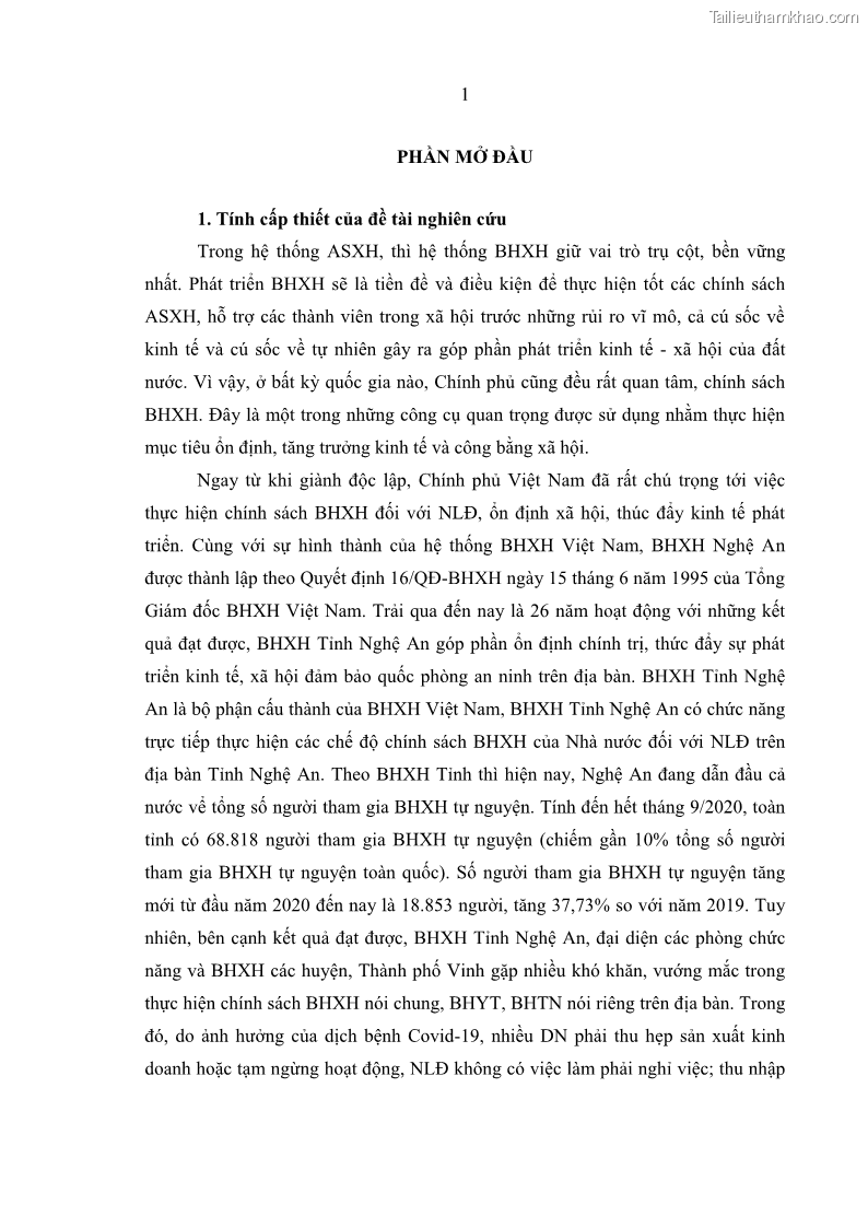 Luận văn thạc sĩ kinh tế Quản lý chi bảo hiểm xã hội tại Tỉnh Nghệ An - 1 Trang 11