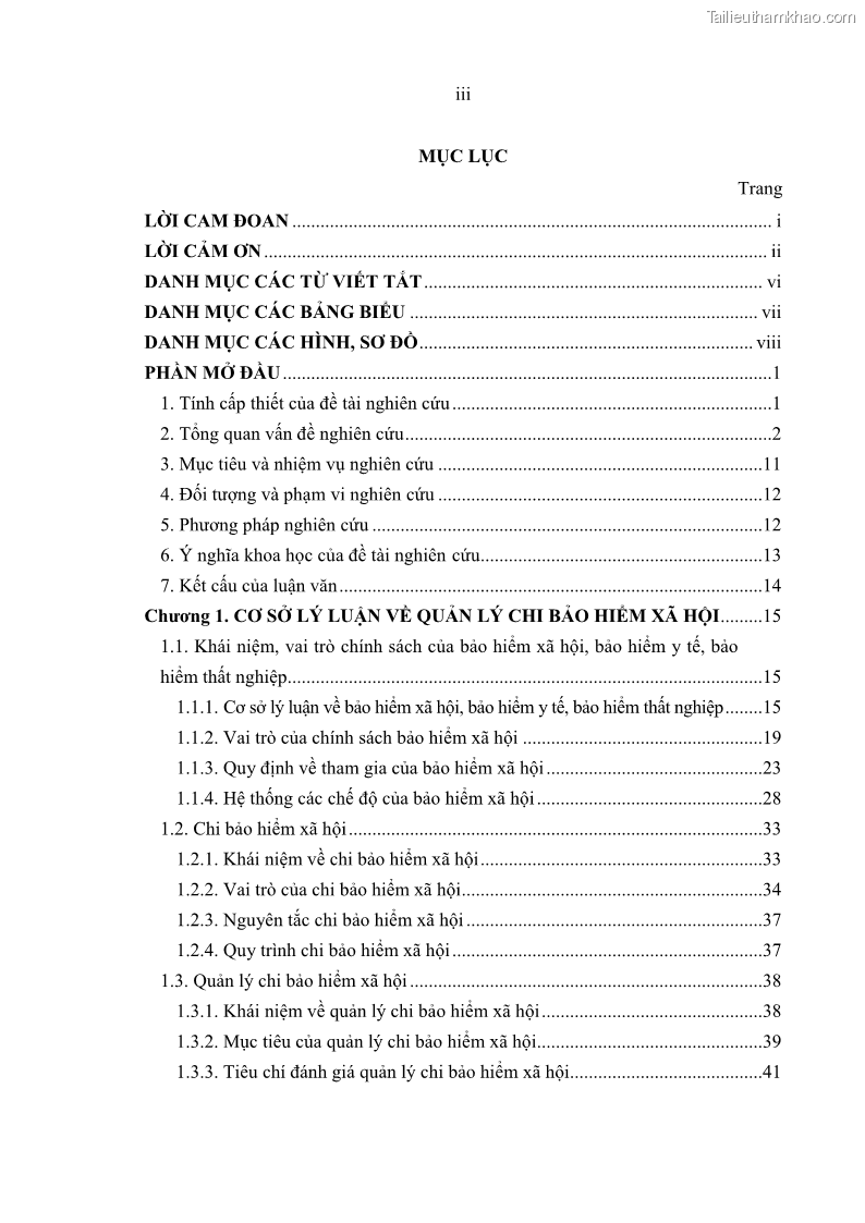 Luận văn thạc sĩ kinh tế Quản lý chi bảo hiểm xã hội tại Tỉnh Nghệ An - 1 Trang 5