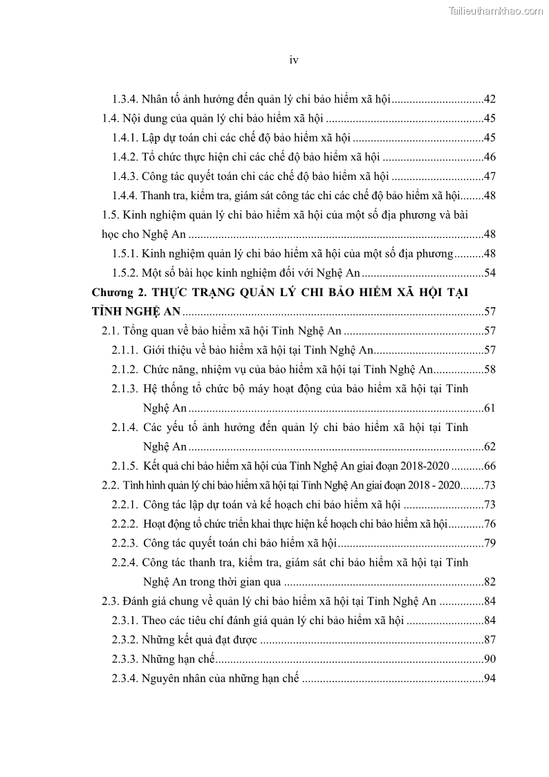 Luận văn thạc sĩ kinh tế Quản lý chi bảo hiểm xã hội tại Tỉnh Nghệ An - 1 Trang 6