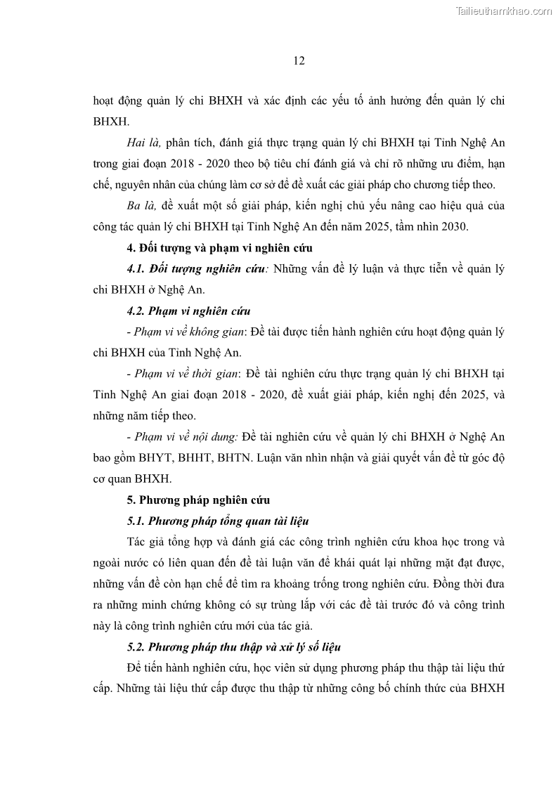 Luận văn thạc sĩ kinh tế Quản lý chi bảo hiểm xã hội tại Tỉnh Nghệ An - 2 Trang 22