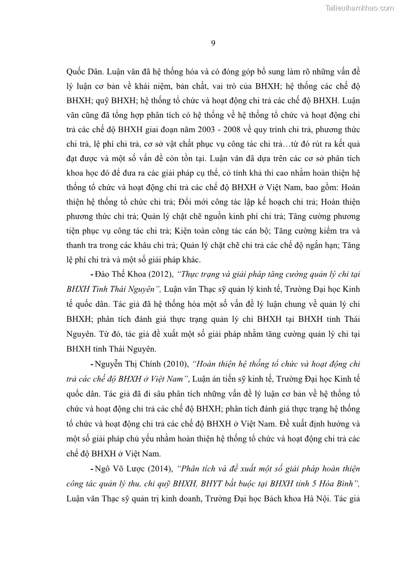 Luận văn thạc sĩ kinh tế Quản lý chi bảo hiểm xã hội tại Tỉnh Nghệ An - 2 Trang 19