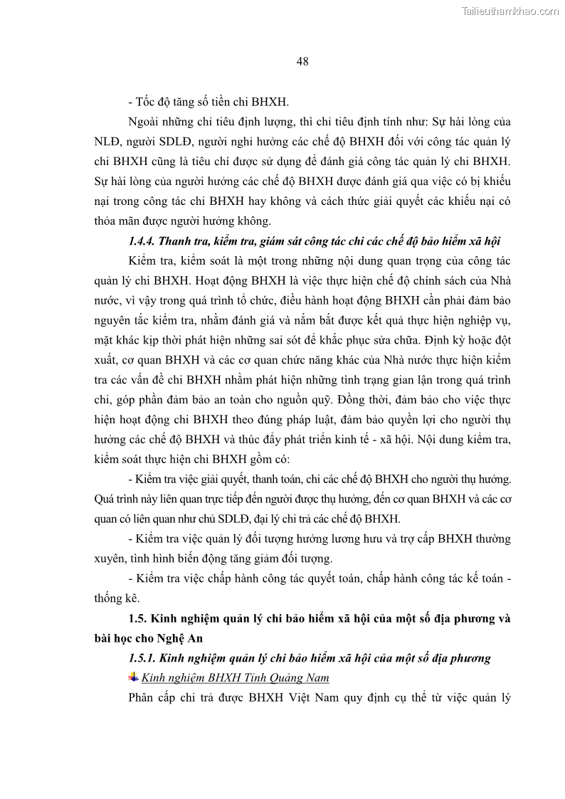 Luận văn thạc sĩ kinh tế Quản lý chi bảo hiểm xã hội tại Tỉnh Nghệ An - 5 Trang 58