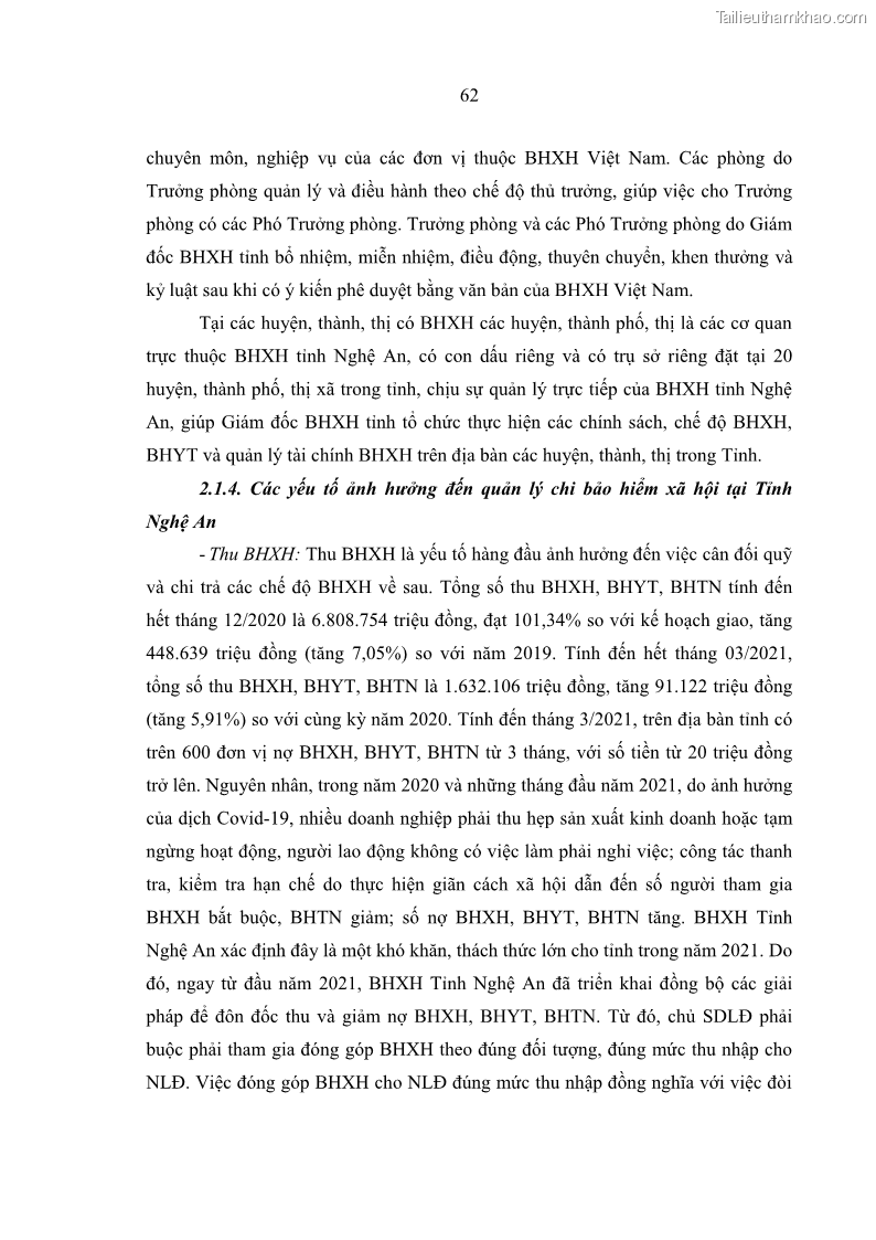 Luận văn thạc sĩ kinh tế Quản lý chi bảo hiểm xã hội tại Tỉnh Nghệ An - 6 Trang 72