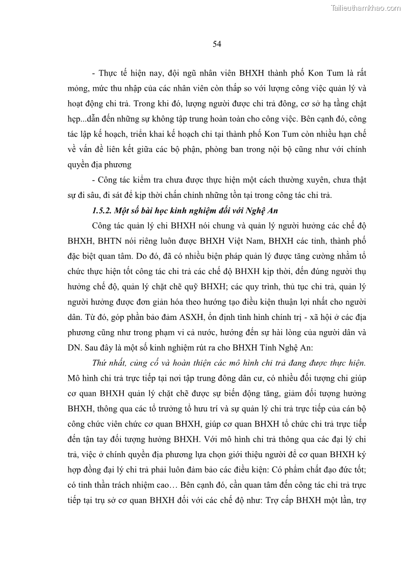 Luận văn thạc sĩ kinh tế Quản lý chi bảo hiểm xã hội tại Tỉnh Nghệ An - 6 Trang 64