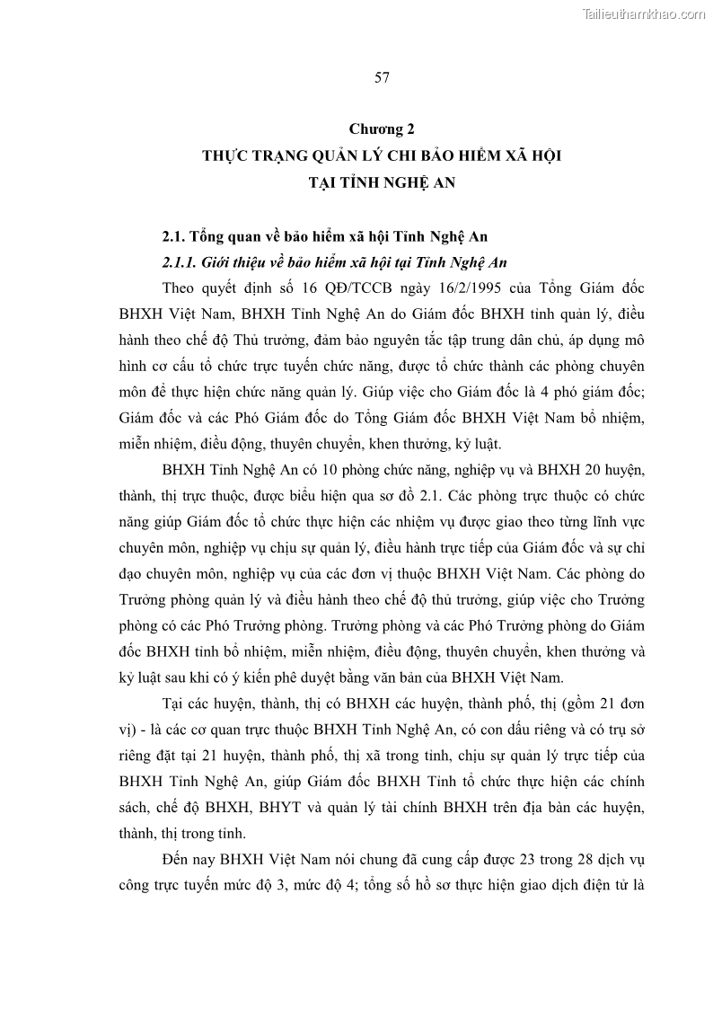 Luận văn thạc sĩ kinh tế Quản lý chi bảo hiểm xã hội tại Tỉnh Nghệ An - 6 Trang 67