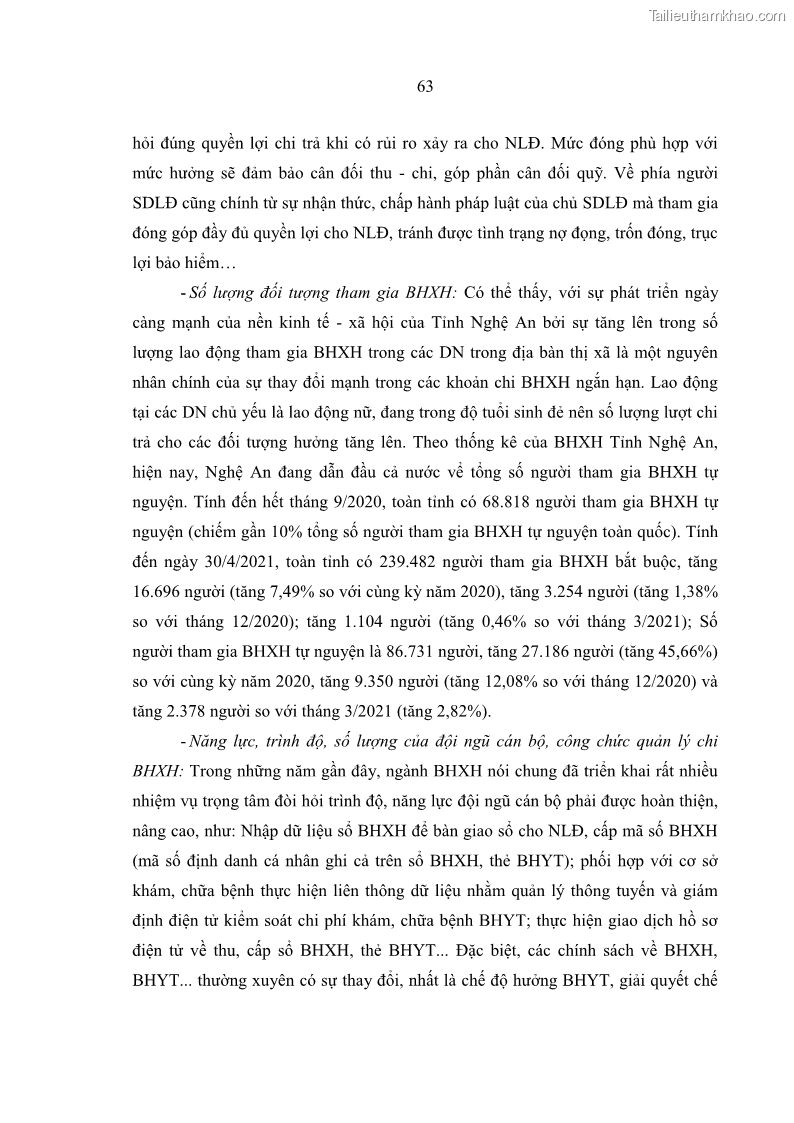 Luận văn thạc sĩ kinh tế Quản lý chi bảo hiểm xã hội tại Tỉnh Nghệ An - 7 Trang 73