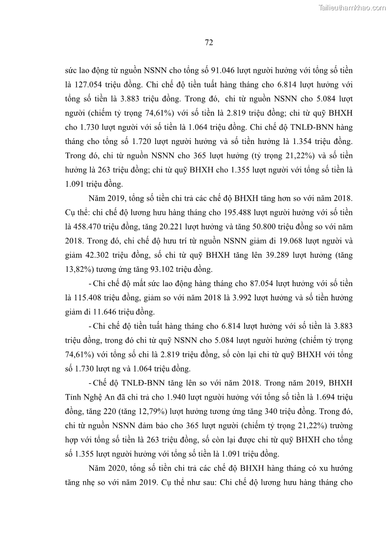 Luận văn thạc sĩ kinh tế Quản lý chi bảo hiểm xã hội tại Tỉnh Nghệ An - 7 Trang 82