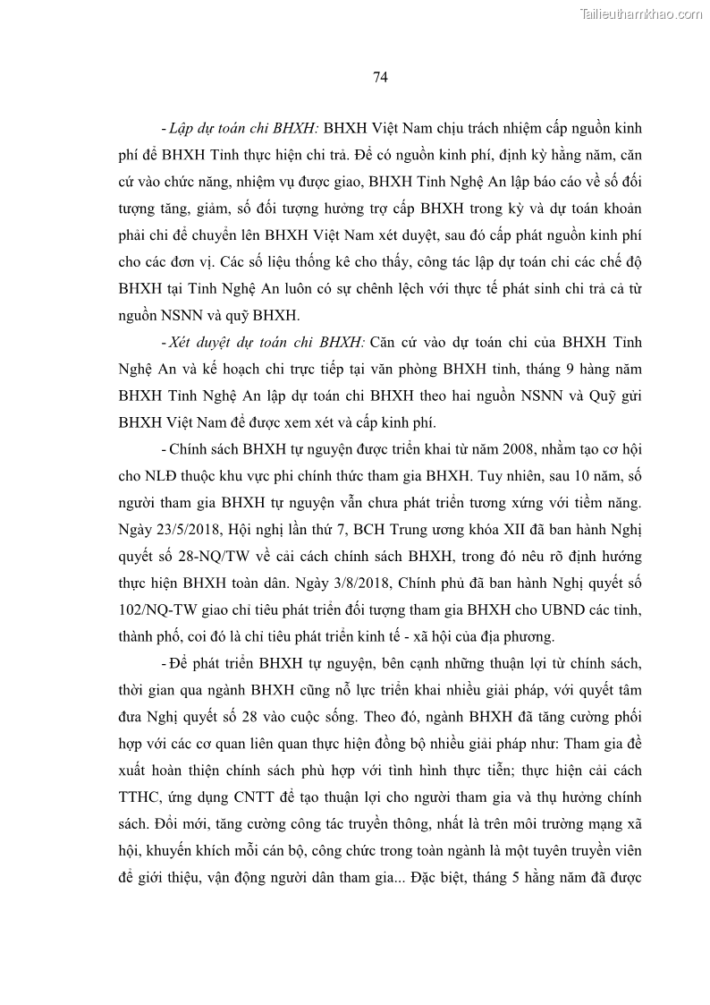 Luận văn thạc sĩ kinh tế Quản lý chi bảo hiểm xã hội tại Tỉnh Nghệ An - 7 Trang 84