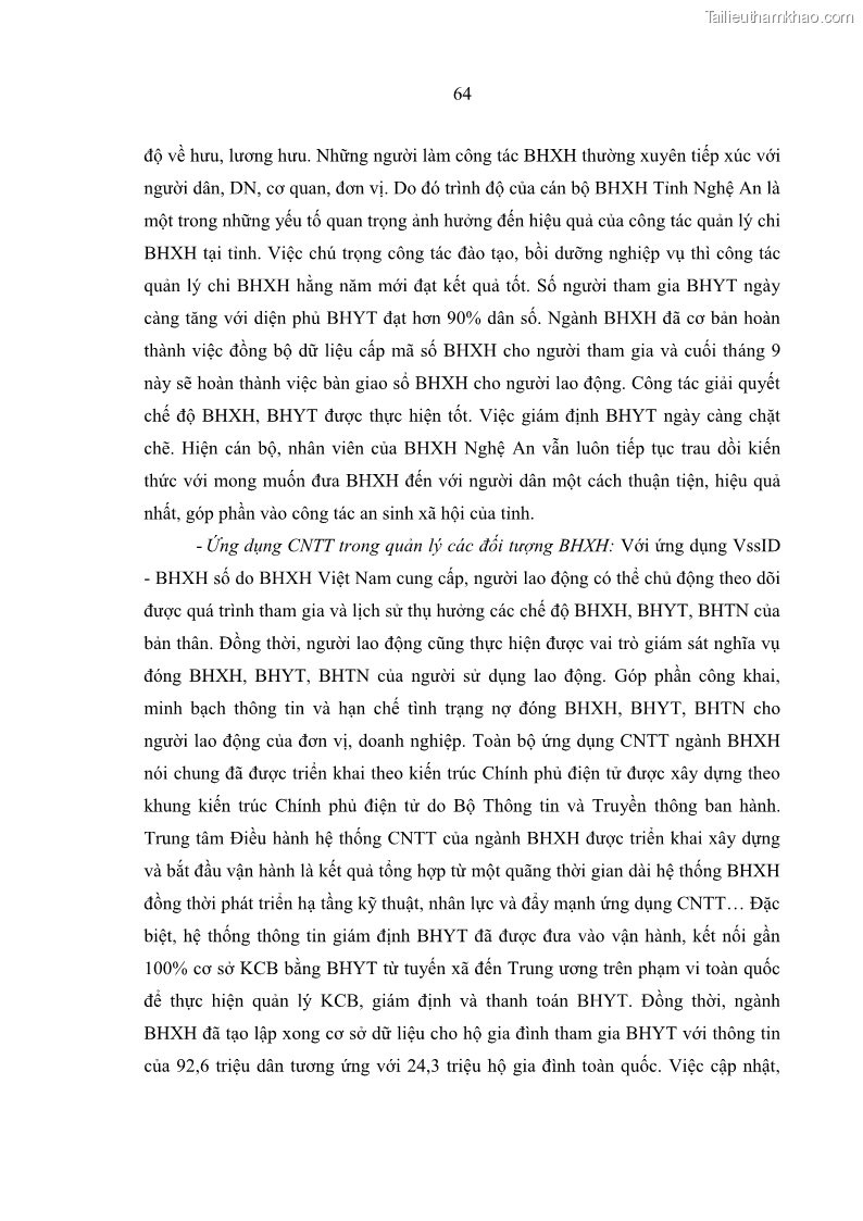 Luận văn thạc sĩ kinh tế Quản lý chi bảo hiểm xã hội tại Tỉnh Nghệ An - 7 Trang 74