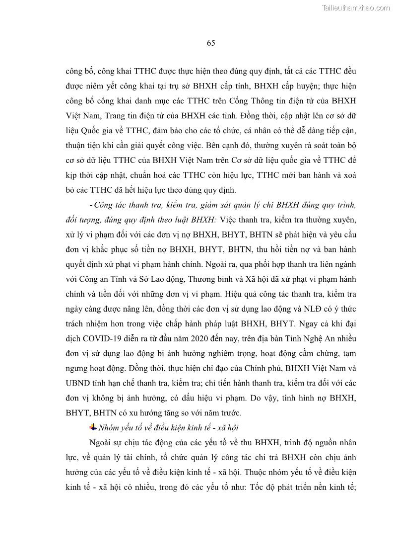 Luận văn thạc sĩ kinh tế Quản lý chi bảo hiểm xã hội tại Tỉnh Nghệ An - 7 Trang 75
