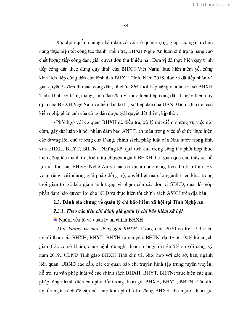 Luận văn thạc sĩ kinh tế Quản lý chi bảo hiểm xã hội tại Tỉnh Nghệ An - 8 Trang 94